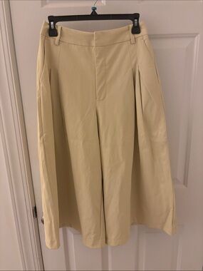Camila Coelho Pale Cream Faux Leather Skirt Pants